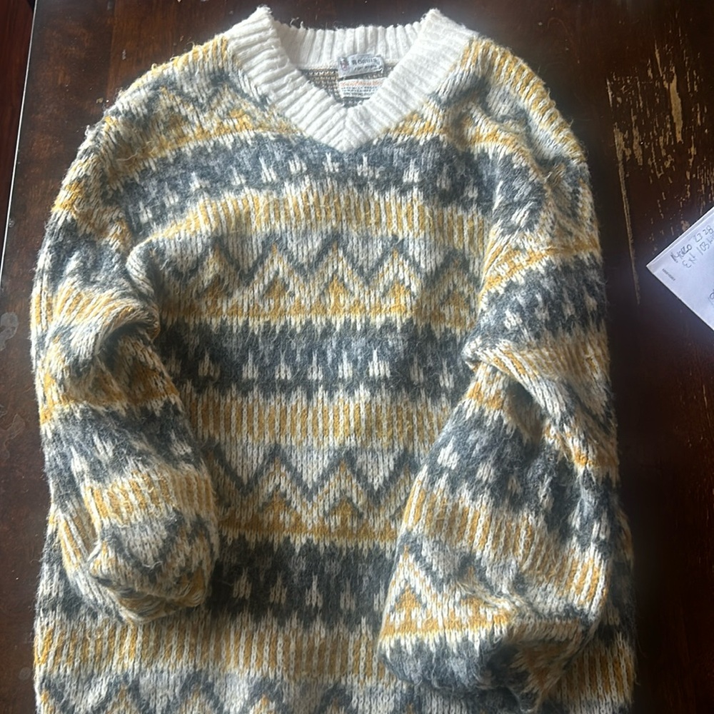 Vintage Yellow n Gray Knitted Sweater